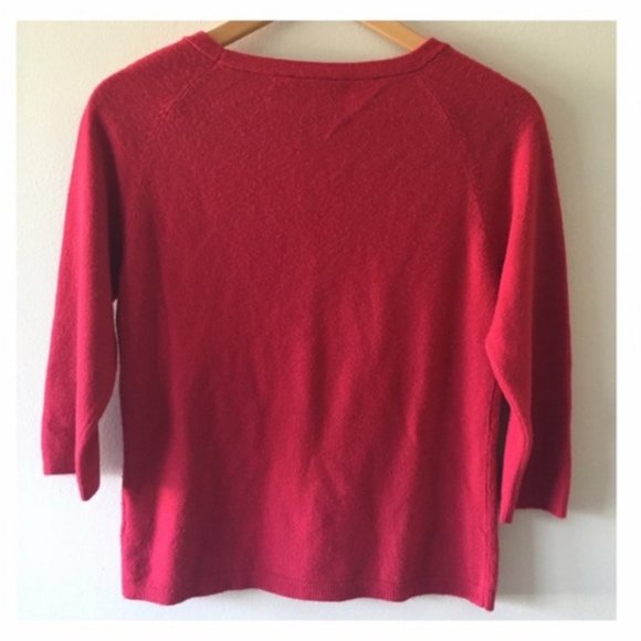 Croft & Barrow Red Knit Rhinestone Heart Bow Christmas Sweater Holiday Small - Picture 3 of 6